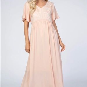 Embroidered pink maxi dress from Pinkblush